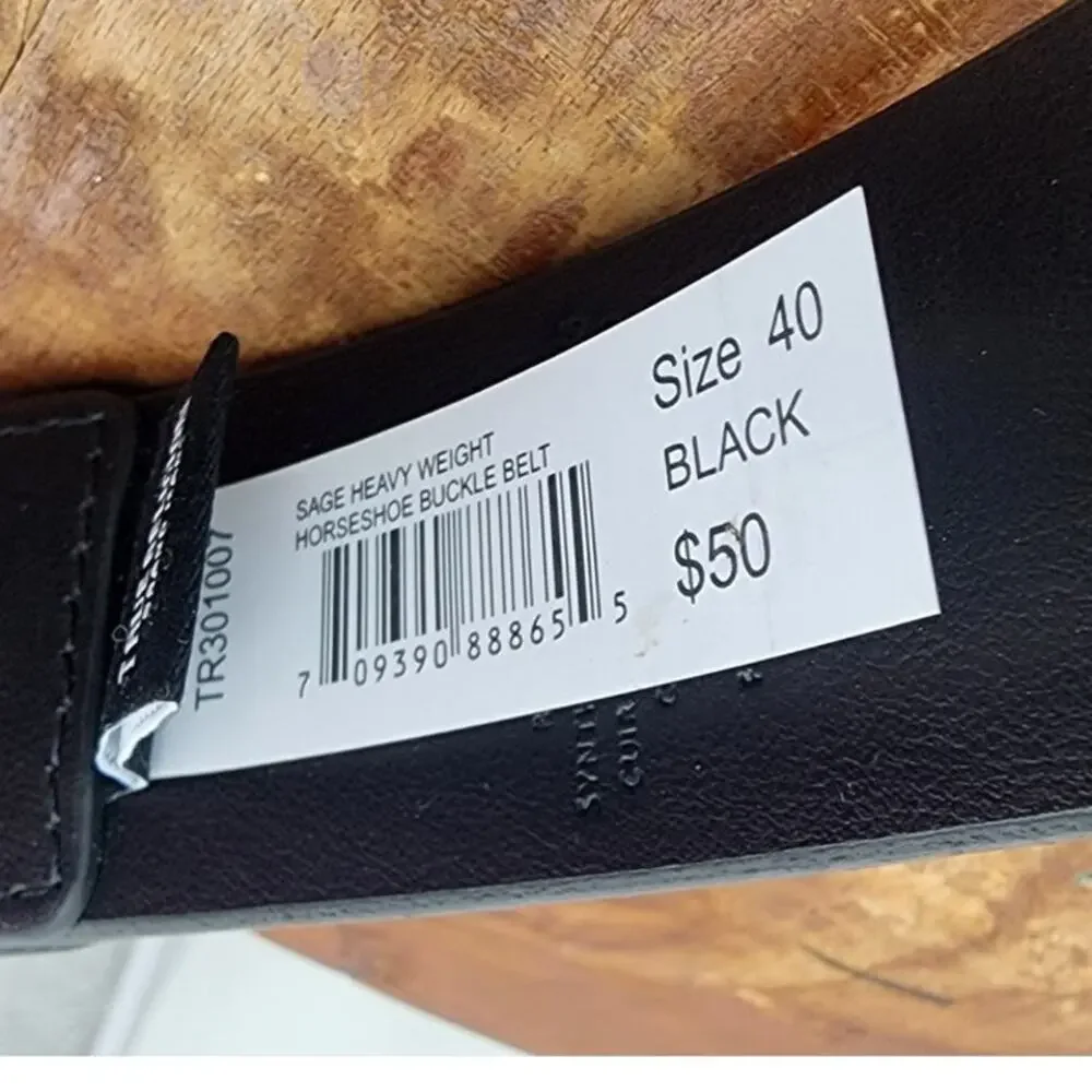 New‎ NWOT True Religion Classic Logo Buckle Black Leather Belt Size 40